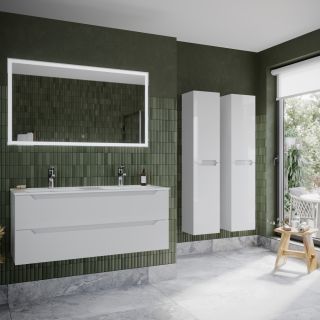 Подвесная тумба под двойную раковину Sancos Norma 2.0 NR2.0120-2W 120см белый глянец